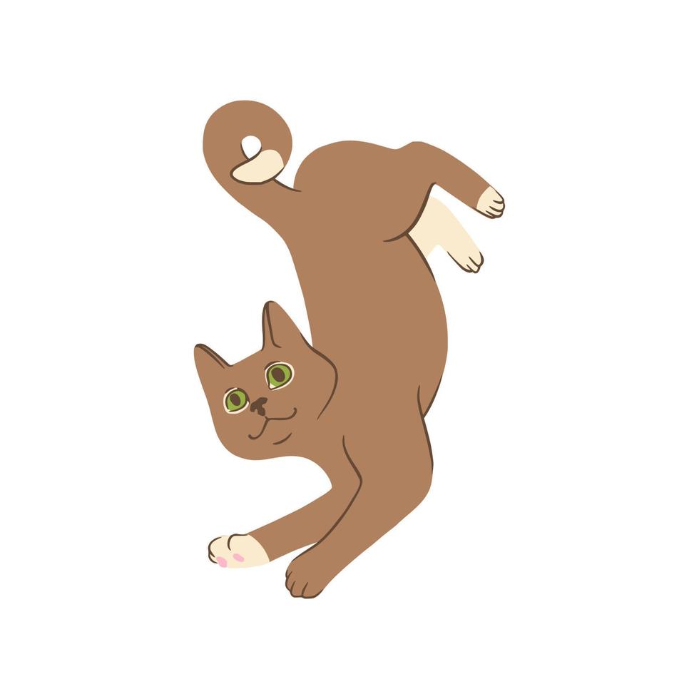 gato cinza deitado no estilo doodle. gato brincalhão colorido. ilustração vetorial vetor