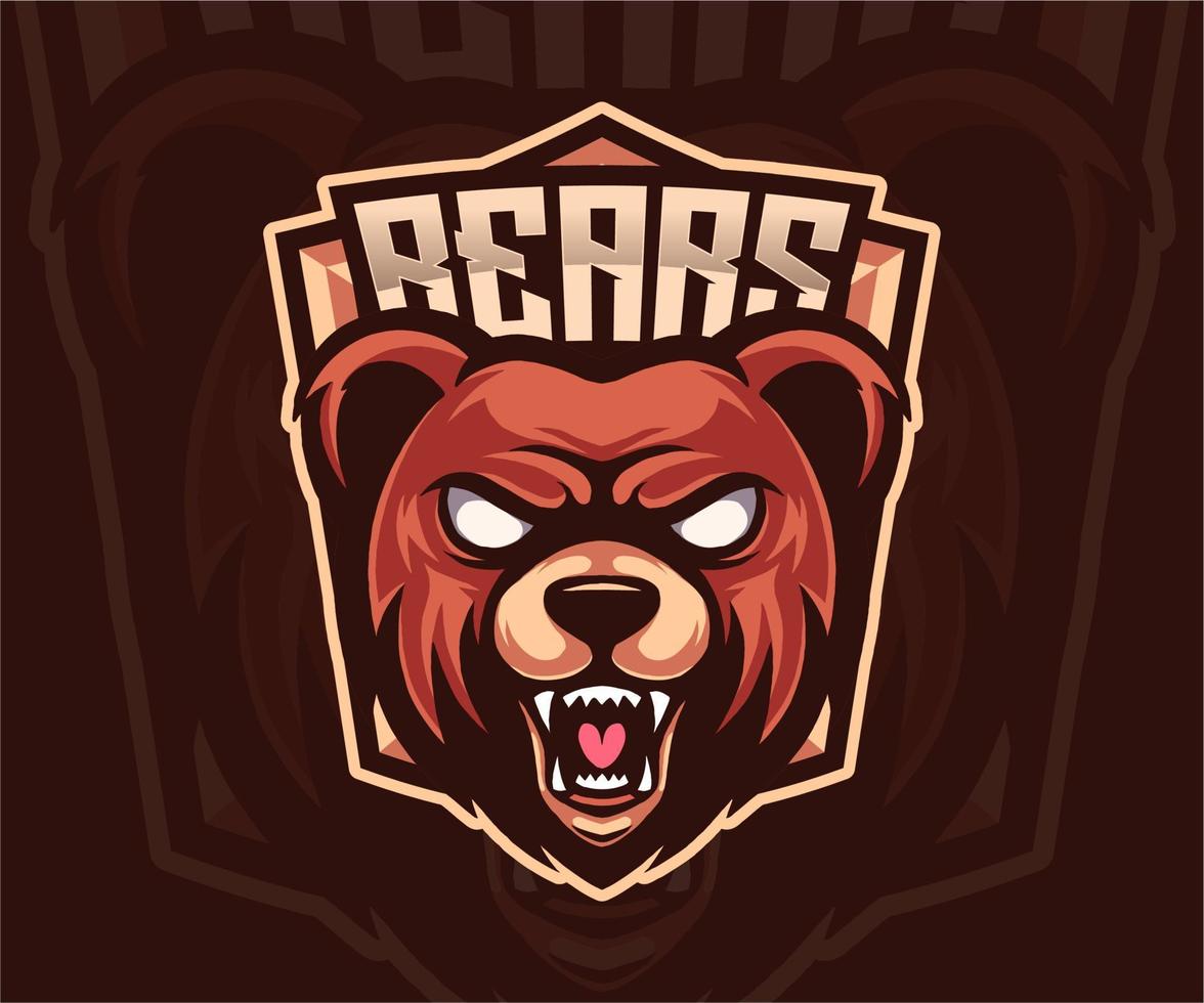 vetor de design de logotipo de mascote de urso pardo com um conceito de cor moderno e estilo de emblema de crachá para equipe esportiva. impressão de camiseta de ilustração de urso bravo.