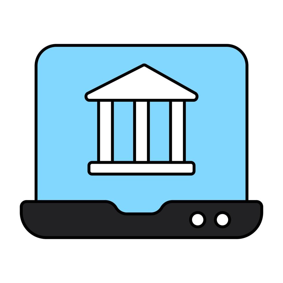um ícone de design editável do banco online vetor