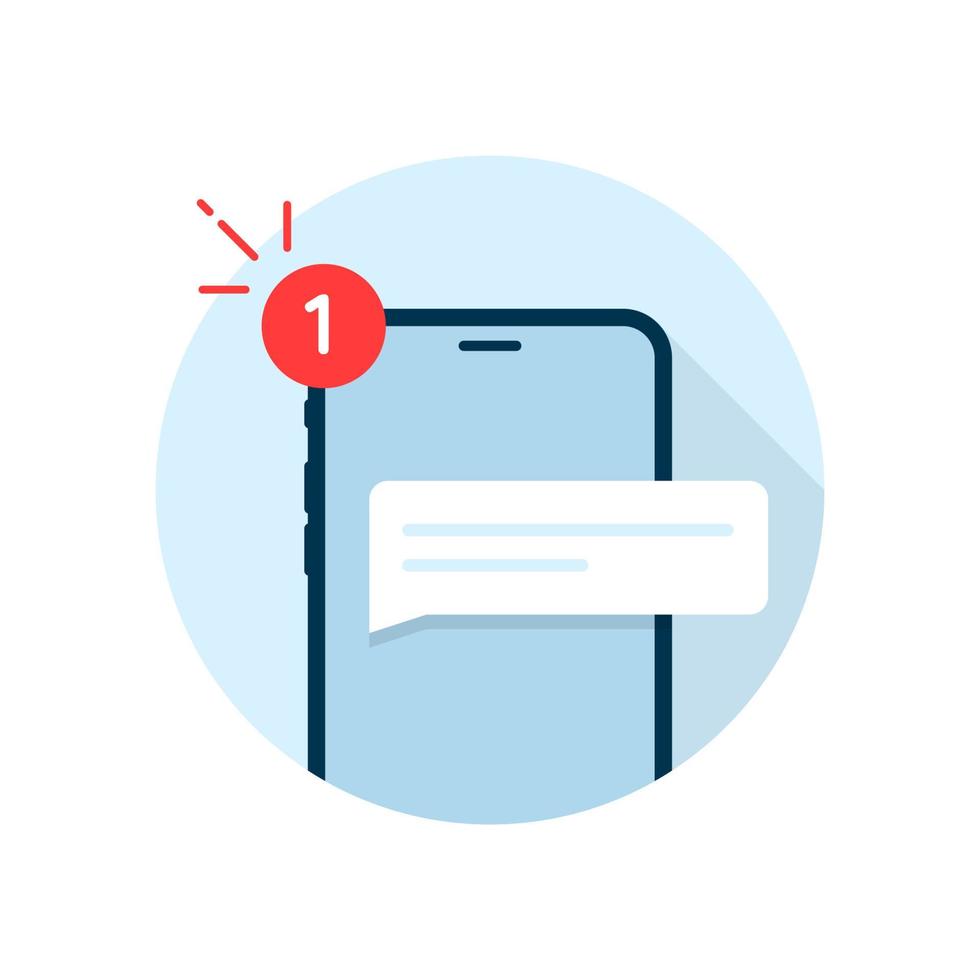 nova notificação de mensagem no smartphone conceito ilustração design plano vetor eps10. elemento gráfico moderno para página de destino, ui de estado vazio, infográfico, ícone