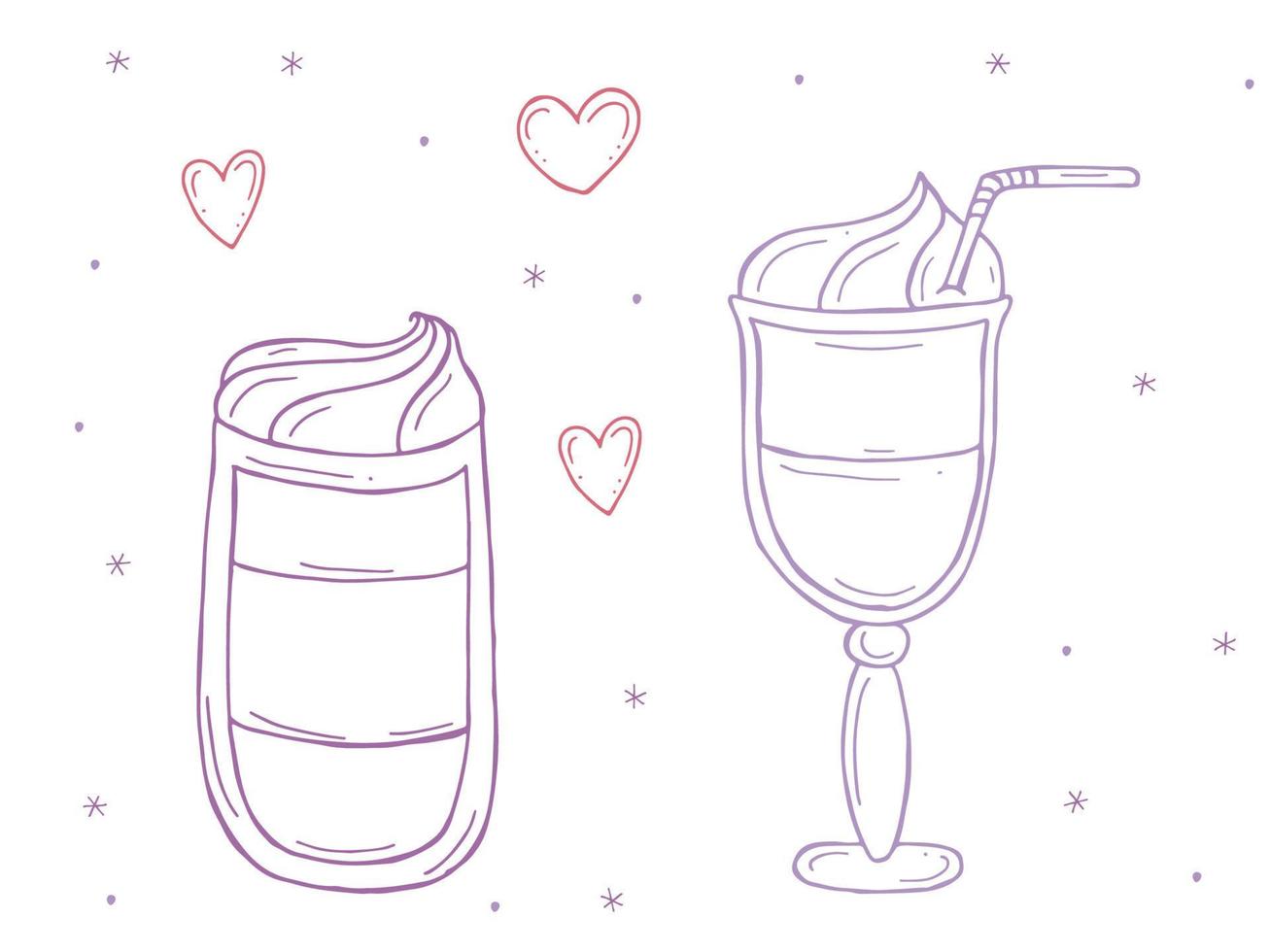 conjunto de bebidas de inverno de aquecimento em um fundo branco. ilustração vetorial em estilo doodle. clima de inverno. olá 2023. feliz natal e feliz ano novo. vetor