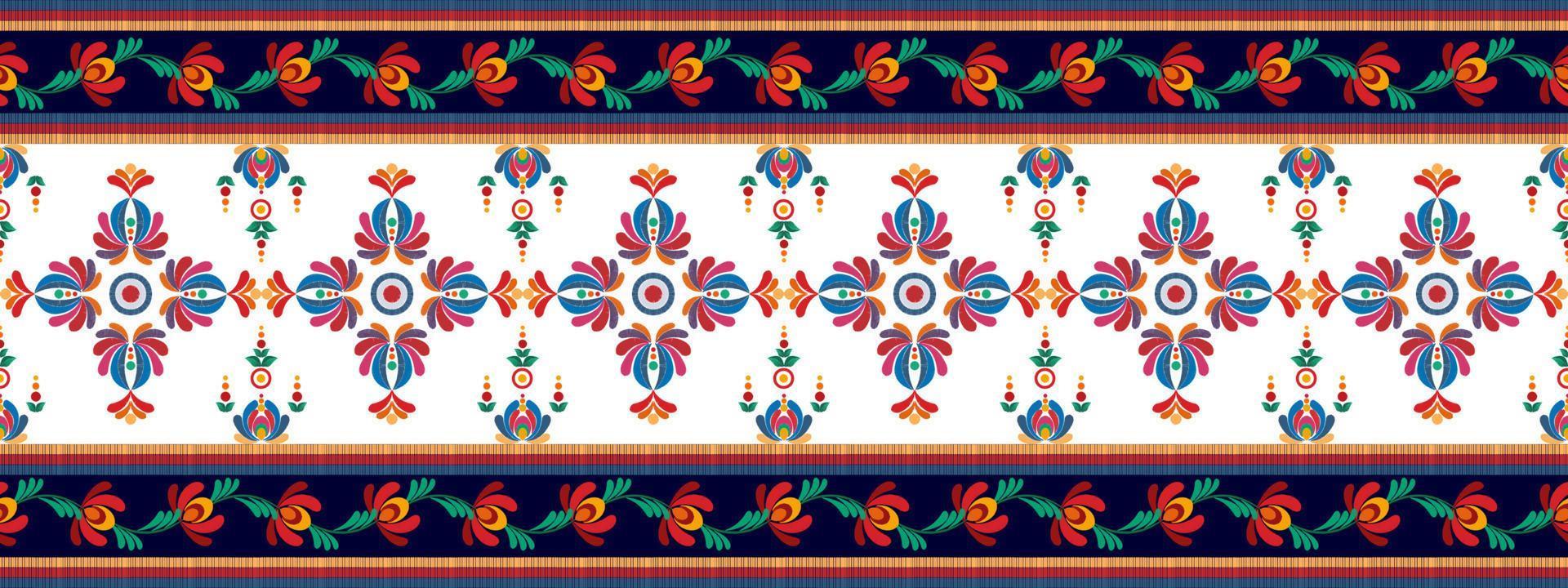 ikat design de decoração étnica padrão sem emenda. tecido asteca tapete boho mandalas têxtil decoração papel de parede. ornamentos de motivo nativo tribal ikkat bordado tradicional vetor húngaro polonês moravia