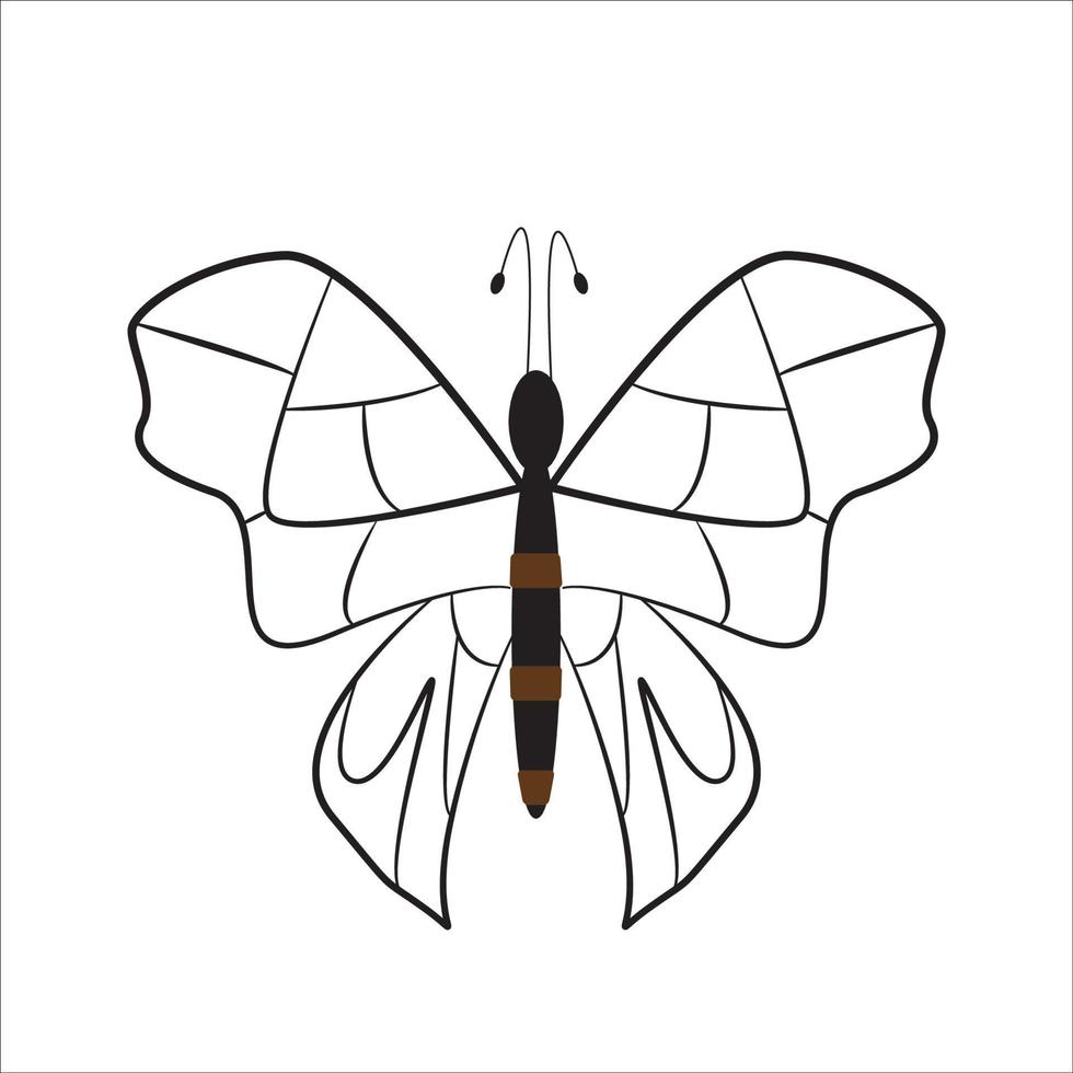 ilustração de doodle isolado de linha de arte vetorial de inseto borboleta vetor