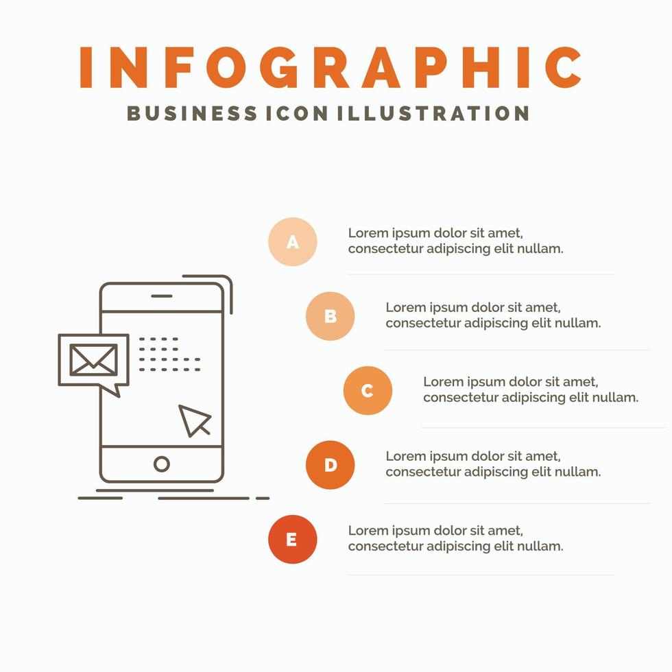 volume. diálogo. instante. correspondência. modelo de infográficos de mensagem para site e apresentação. ícone de linha cinza com ilustração vetorial de estilo infográfico laranja vetor