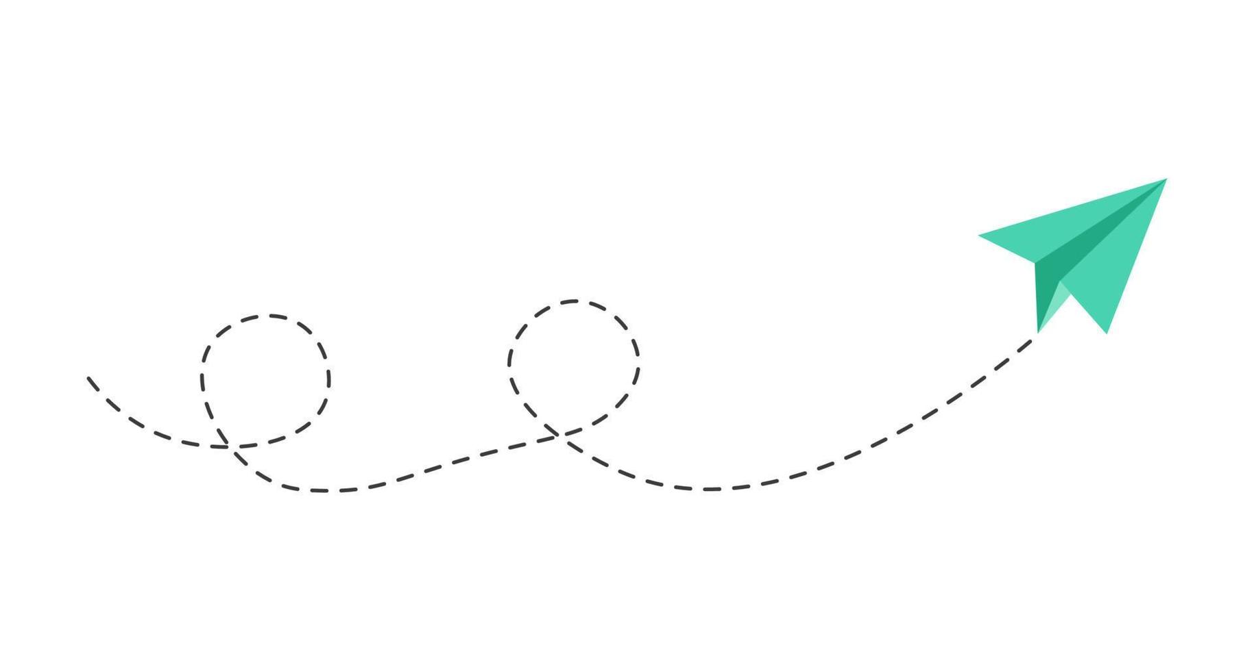 linha tracejada rota de avião de papel vetor
