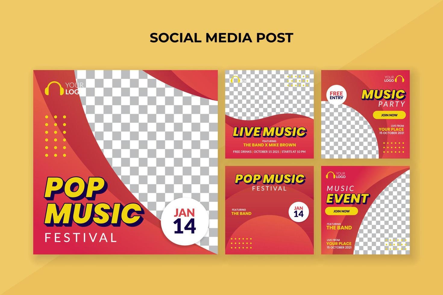 bandeira do festival de música pop. adequado para panfleto de evento de música, pôster e modelo de postagem de mídia social vetor