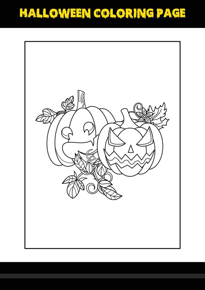 página para colorir de halloween para crianças. design de página de coloração de arte de linha para crianças. vetor