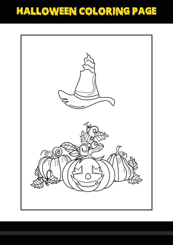 página para colorir de halloween para crianças. design de página de coloração de arte de linha para crianças. vetor