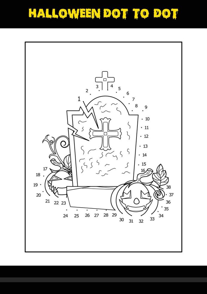 Halloween ponto a ponto para colorir para crianças. design de página de coloração de arte de linha para crianças. vetor