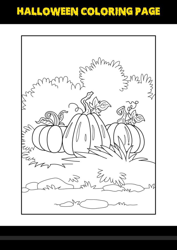 página para colorir de halloween para crianças. design de página de coloração de arte de linha para crianças. vetor