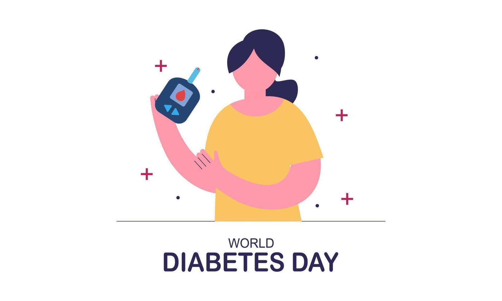 fundo do dia mundial do diabetes, medidor de teste de glicose no sangue e conceito de produção de insulina vetor