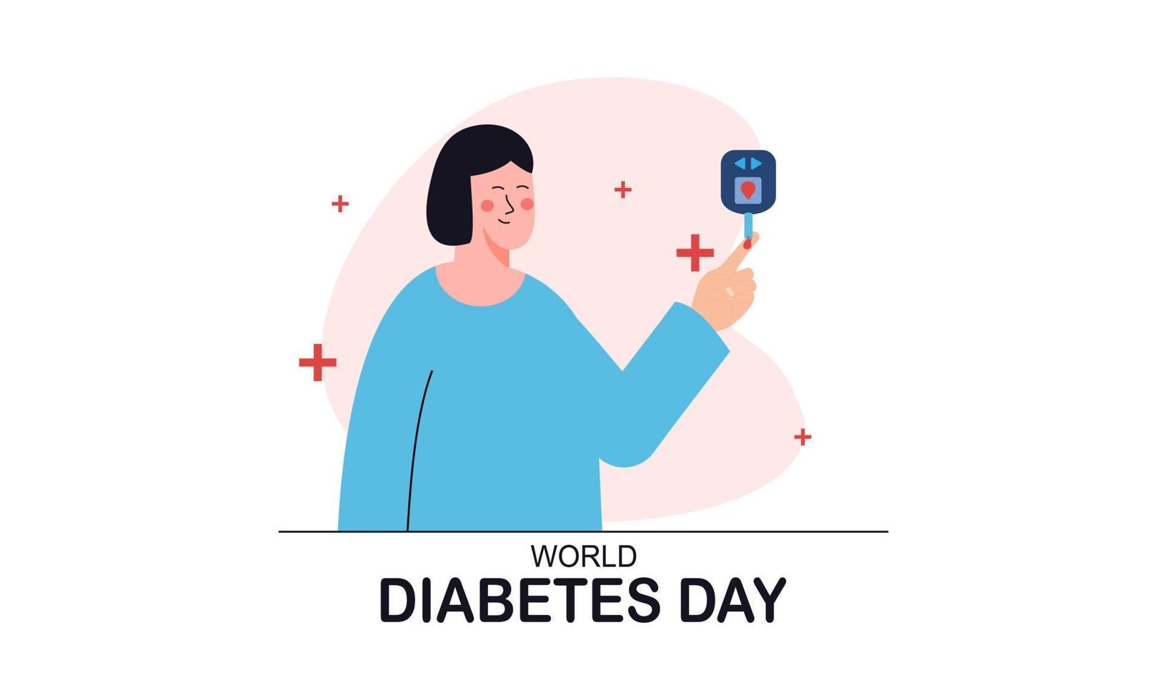fundo do dia mundial do diabetes, medidor de teste de glicose no sangue e conceito de produção de insulina vetor