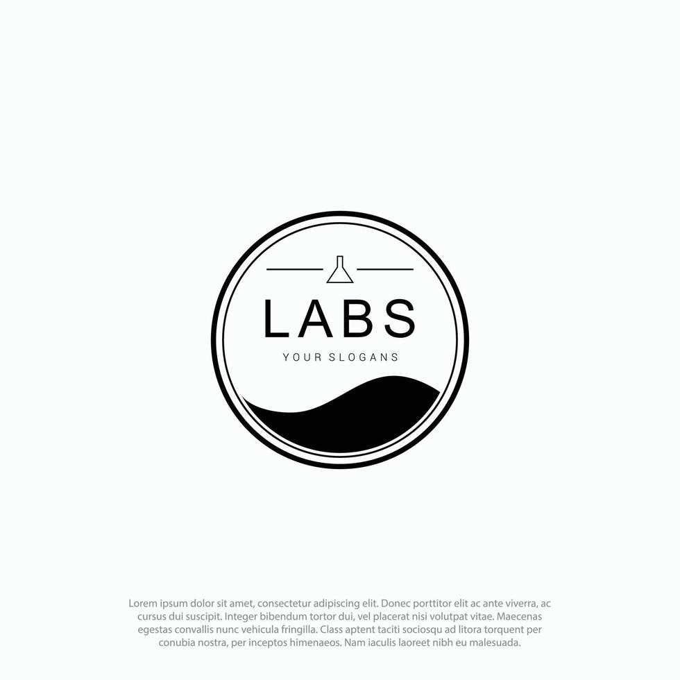 garrafa de laboratórios de crachá simples retrô moderno para laboratórios, laboratório ou vetor de design de logotipo químico