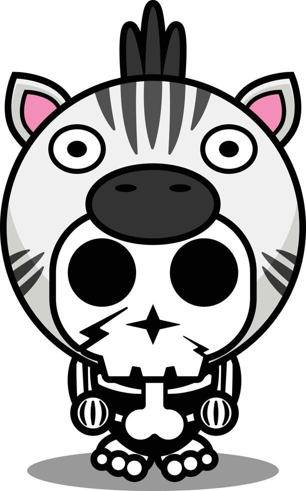 ilustração vetorial de fantasia de mascote personagem de desenho animado animal homem zebra crânio bonito vetor