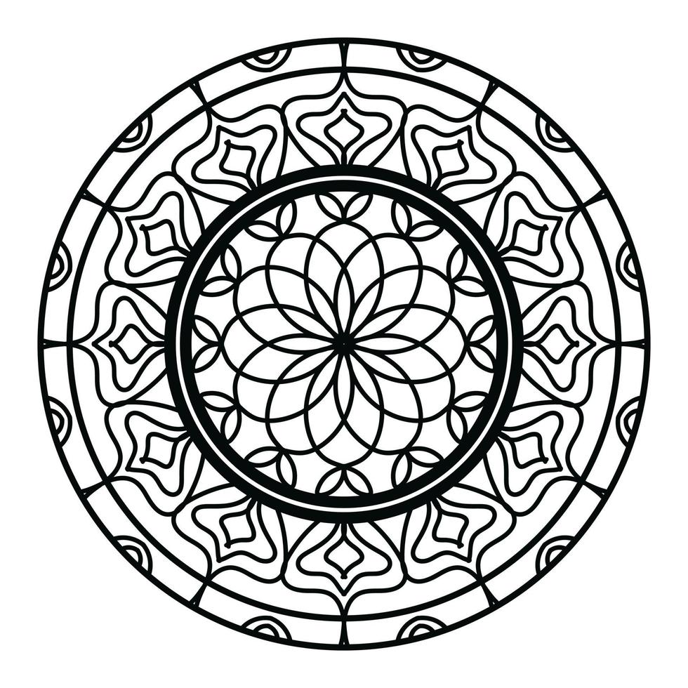 mandala preta, fundo de design de mandala ornamental de luxo, design de mandala, design de papel de parede de arte de livro de colorir padrão de mandala, padrão de azulejos, cartão de felicitações, mandala preto e branco vetor