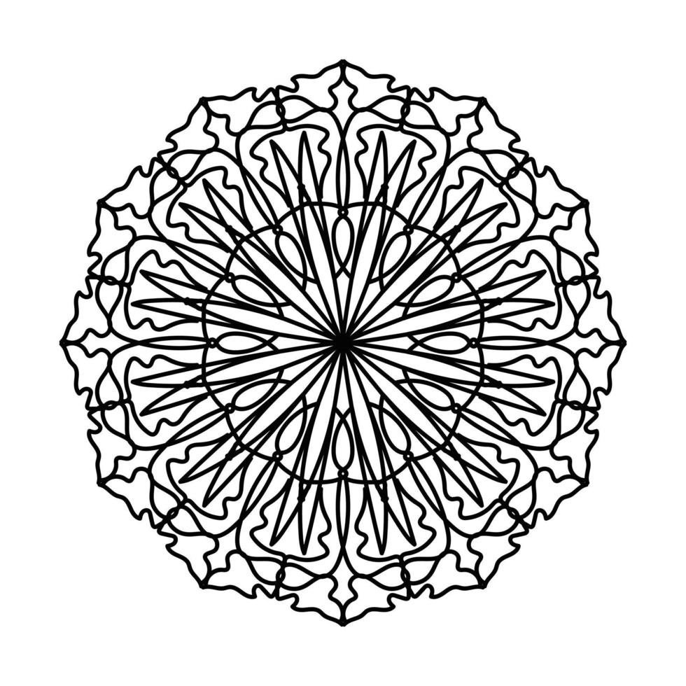 mandala preta, fundo de design de mandala ornamental de luxo, design de mandala, design de papel de parede de arte de livro de colorir padrão de mandala, padrão de azulejos, cartão de felicitações, mandala preto e branco vetor