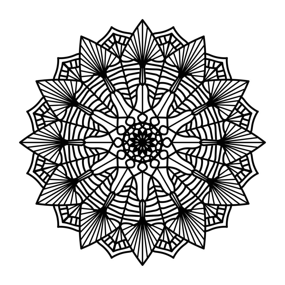 mandala preta, fundo de design de mandala ornamental de luxo, design de mandala, design de papel de parede de arte de livro de colorir padrão de mandala, padrão de azulejos, cartão de felicitações, mandala preto e branco vetor