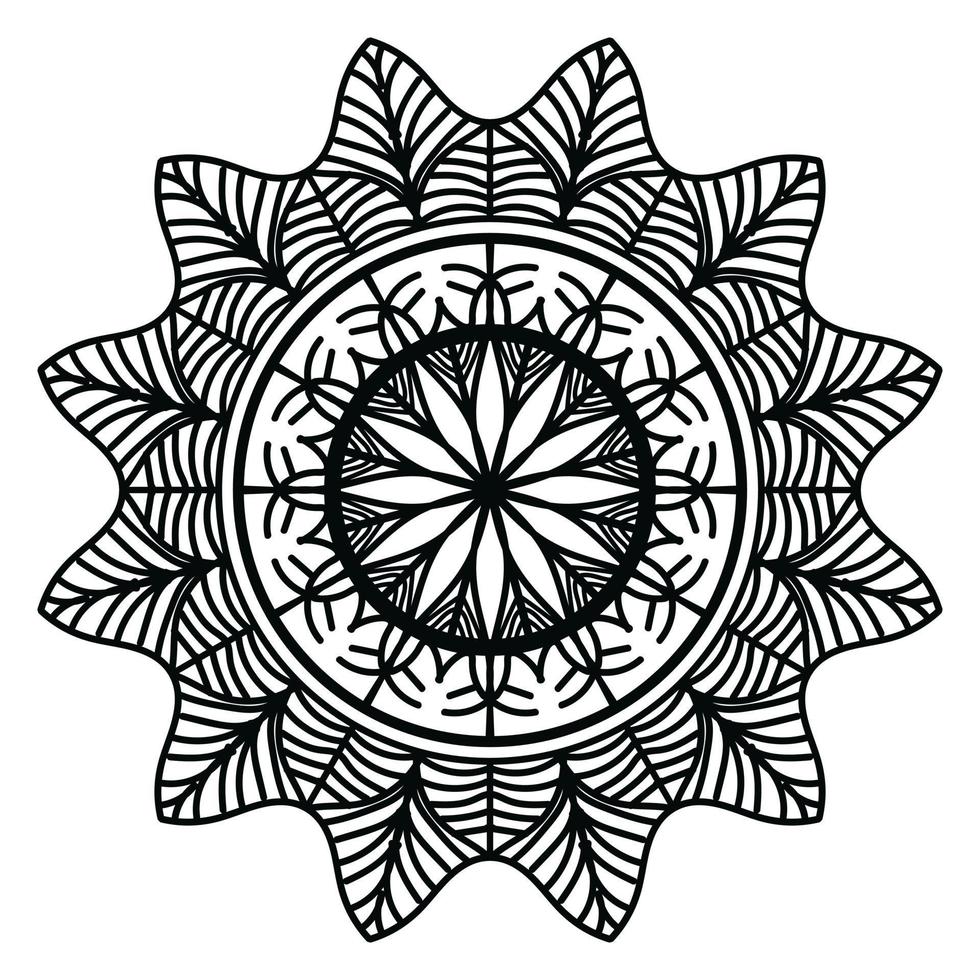 mandala preta, fundo de design de mandala ornamental de luxo, design de mandala, design de papel de parede de arte de livro de colorir padrão de mandala, padrão de azulejos, cartão de felicitações, mandala preto e branco vetor