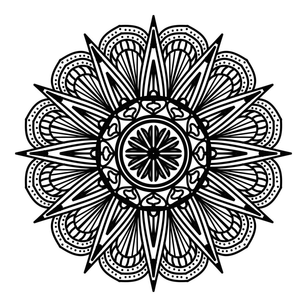 mandala preta, fundo de design de mandala ornamental de luxo, design de mandala, design de papel de parede de arte de livro de colorir padrão de mandala, padrão de azulejos, cartão de felicitações, mandala preto e branco vetor