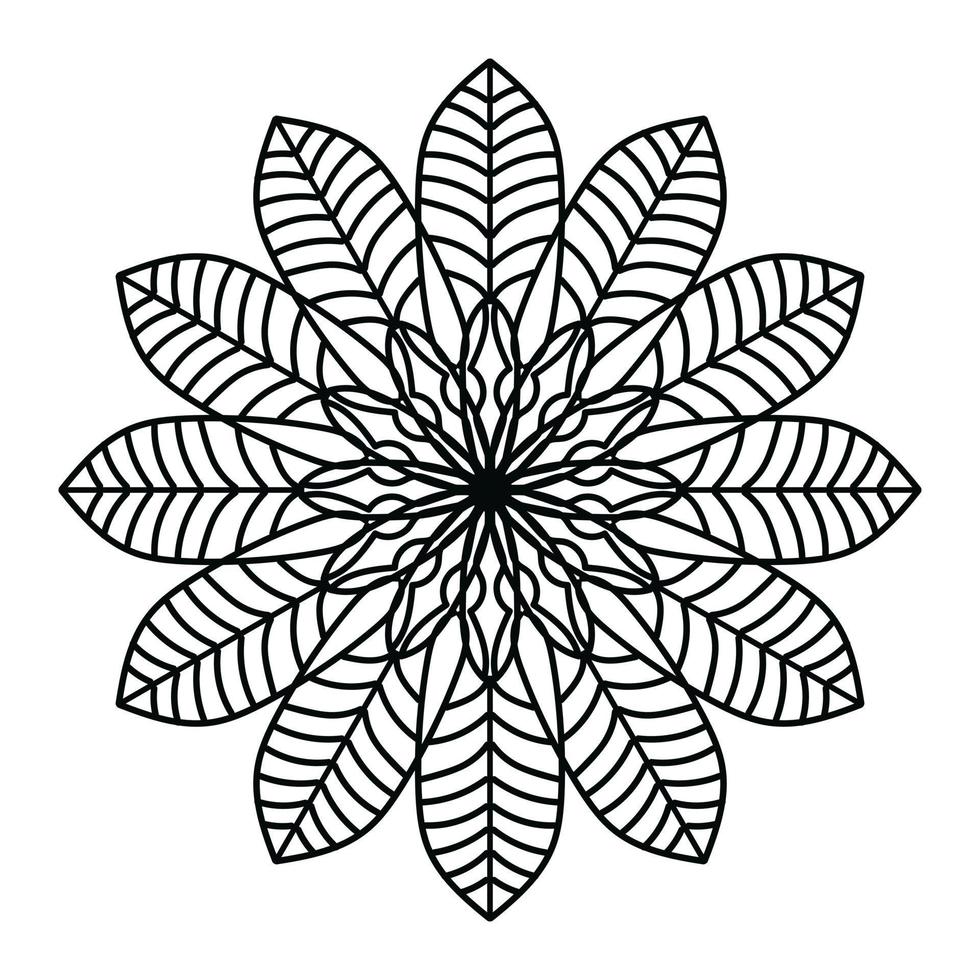 mandala preta, fundo de design de mandala ornamental de luxo, design de mandala, design de papel de parede de arte de livro de colorir padrão de mandala, padrão de azulejos, cartão de felicitações, mandala preto e branco vetor