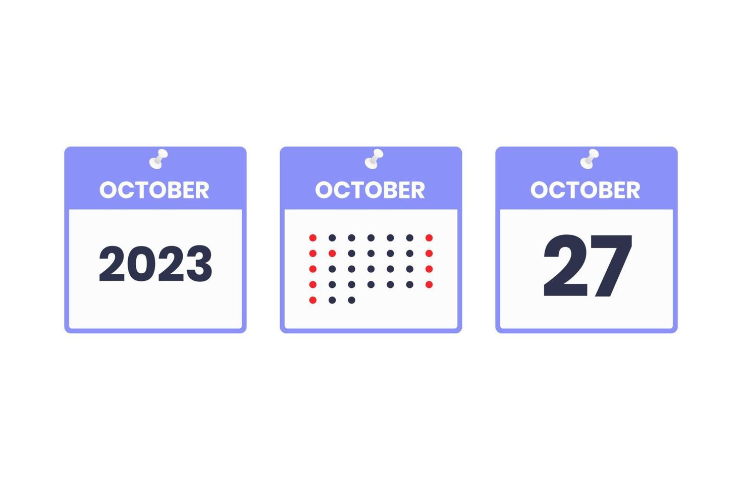 ícone de design de calendário de 27 de outubro. calendário de 2023, compromisso, conceito de data importante vetor