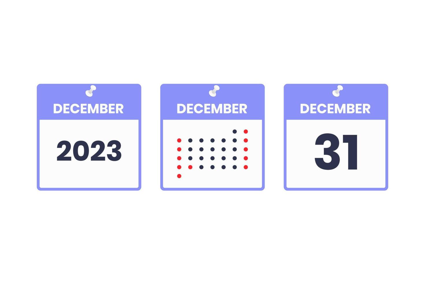 ícone de design de calendário de 31 de dezembro. calendário de 2023, compromisso, conceito de data importante vetor