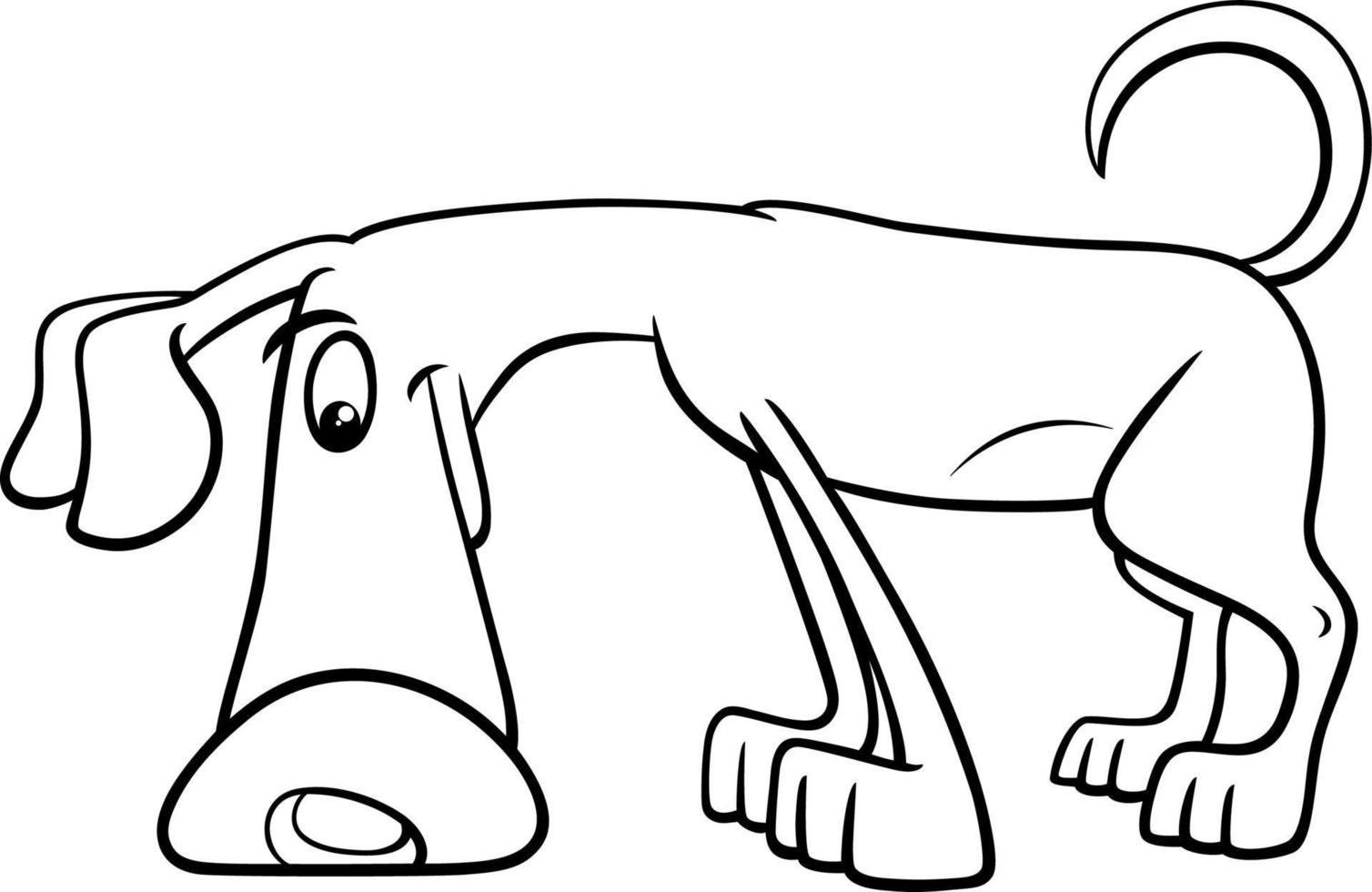 desenho animado cão farejador personagem animal livro de colorir página vetor