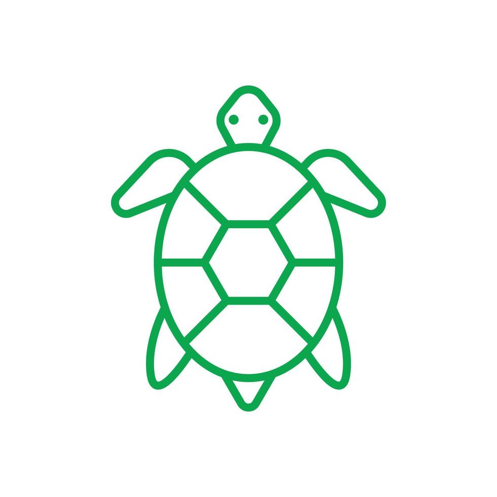 eps10 vetor verde tartaruga marinha ícone arte linha abstrata isolado no fundo branco. símbolo de contorno de animais marinhos em um estilo moderno simples e moderno para o design do seu site, logotipo e aplicativo móvel