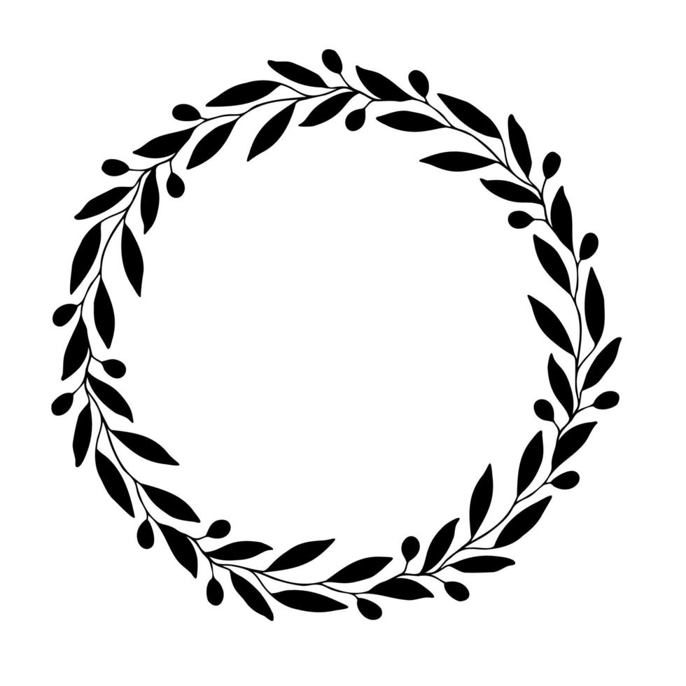 quadro de círculo de grinalda de ramo de oliveira vetor