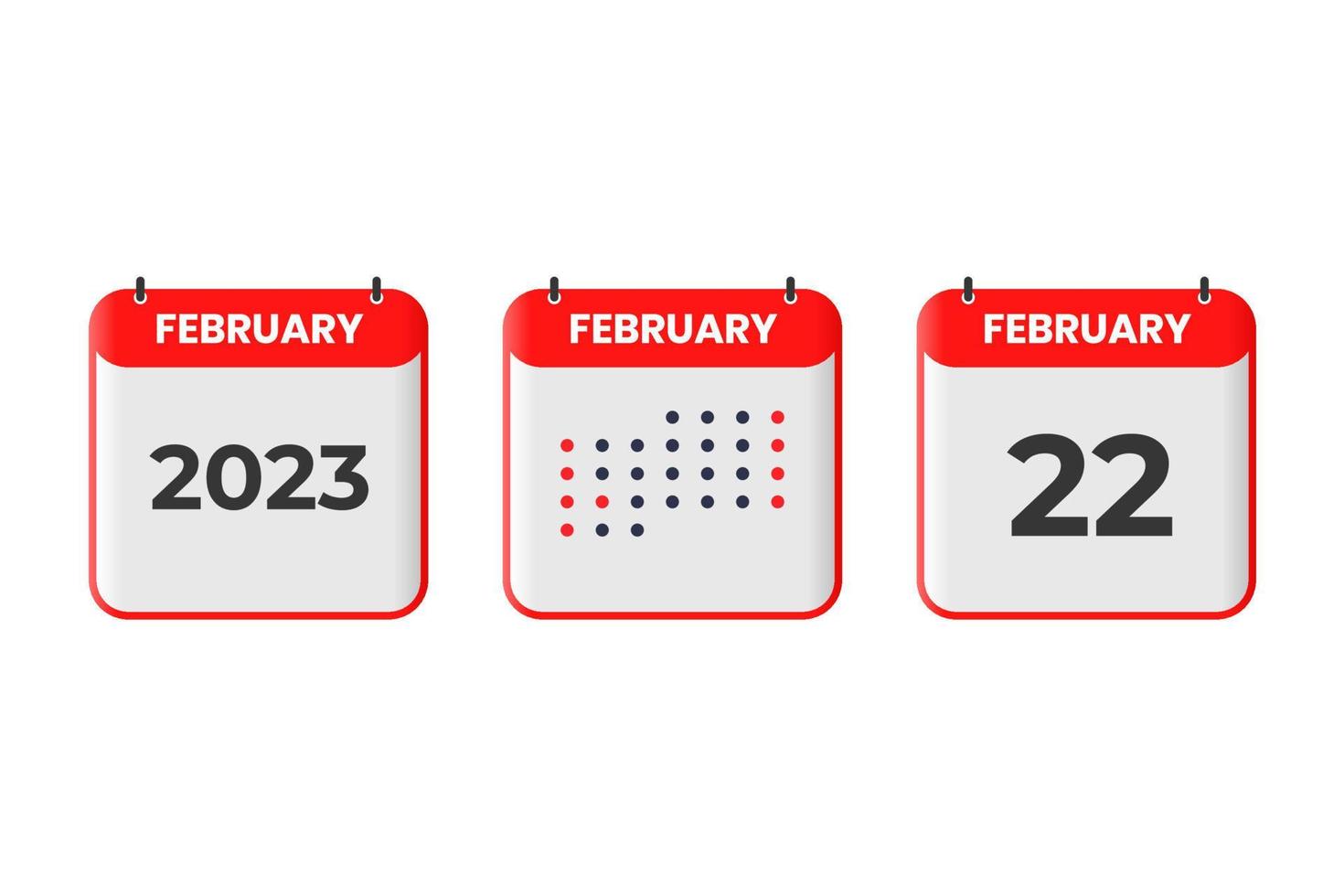 ícone de design de calendário de 22 de fevereiro. calendário de 2023, compromisso, conceito de data importante vetor