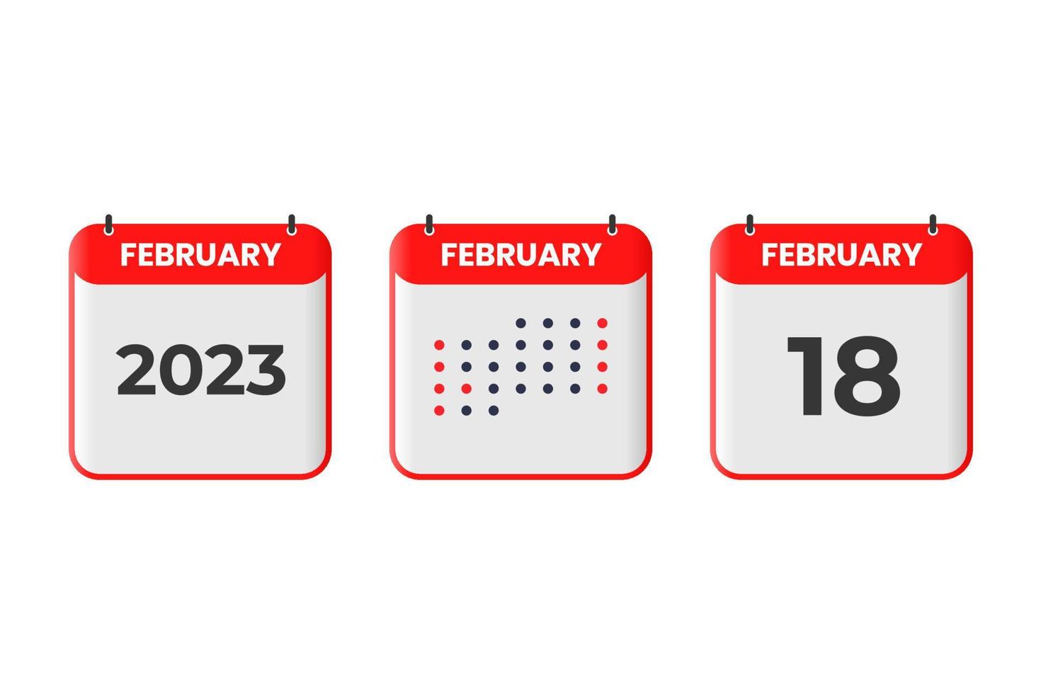 ícone de design de calendário de 18 de fevereiro. calendário de 2023, compromisso, conceito de data importante vetor