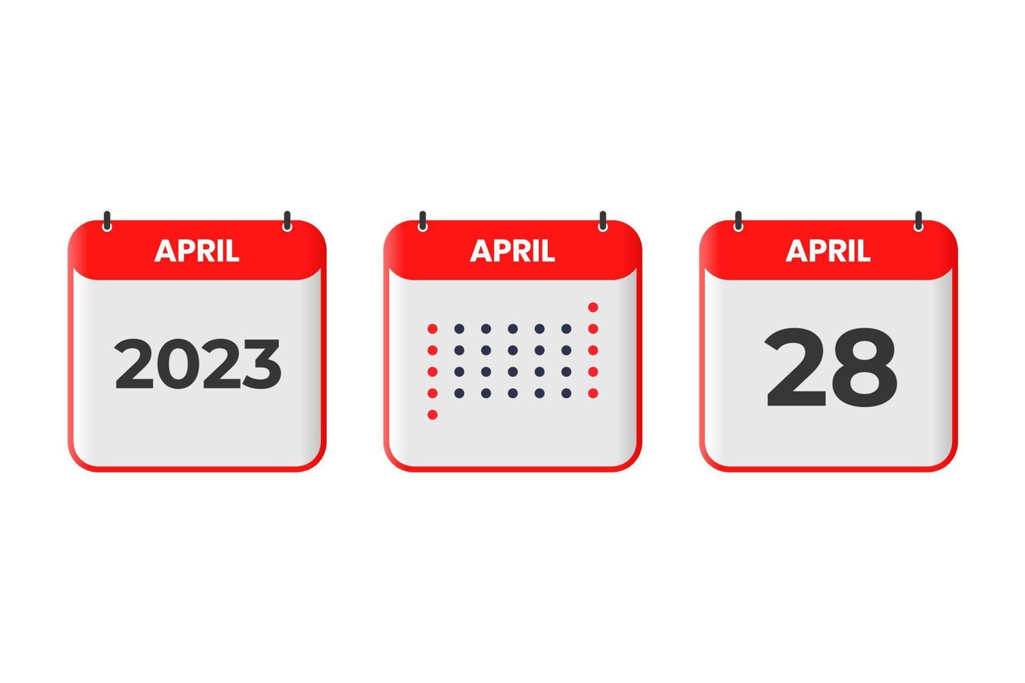 ícone de design de calendário de 28 de abril. calendário de 2023, compromisso, conceito de data importante vetor
