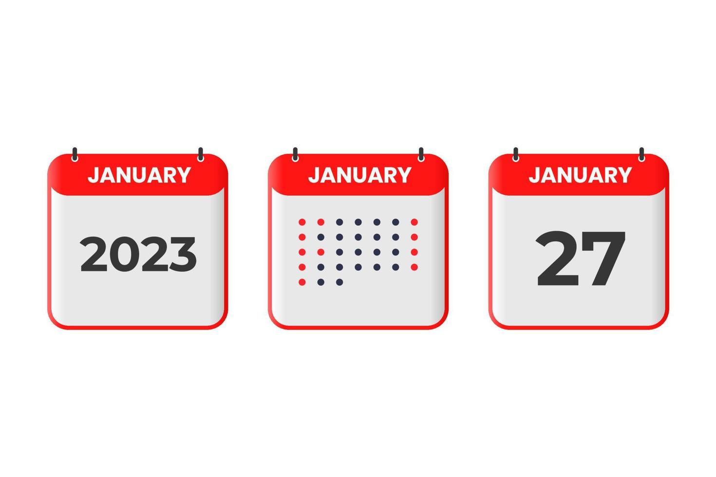 ícone de design de calendário de 27 de janeiro. calendário de 2023, compromisso, conceito de data importante vetor