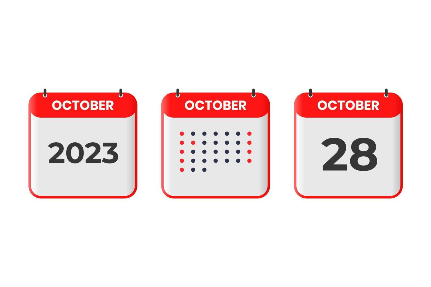 ícone de design de calendário de 28 de outubro. calendário de 2023, compromisso, conceito de data importante vetor