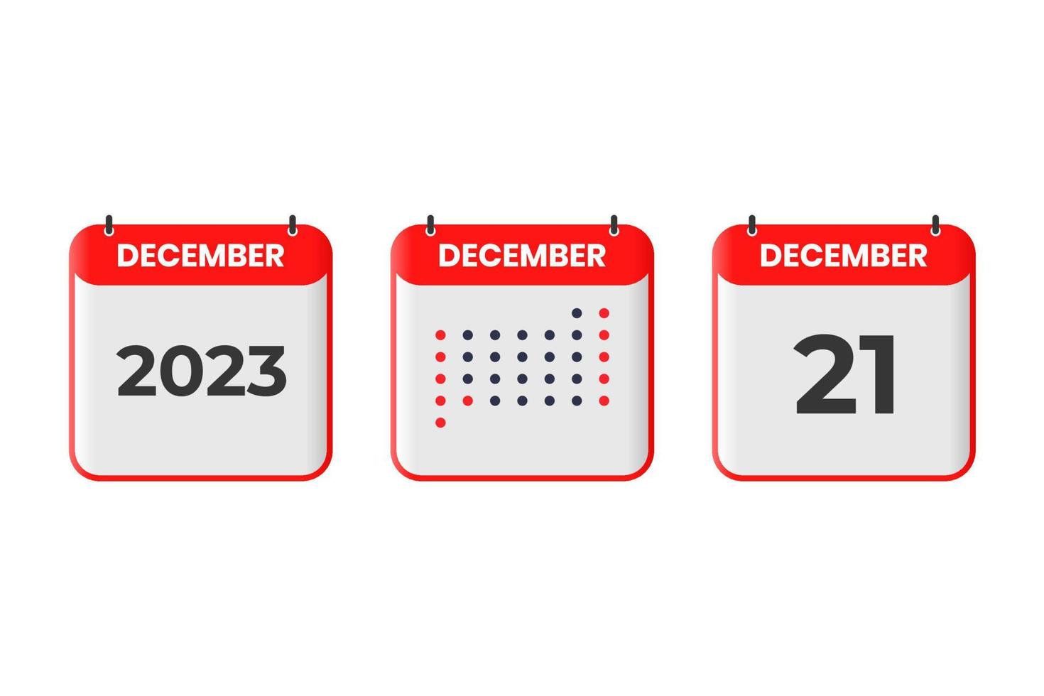 ícone de design de calendário de 21 de dezembro. calendário de 2023, compromisso, conceito de data importante vetor