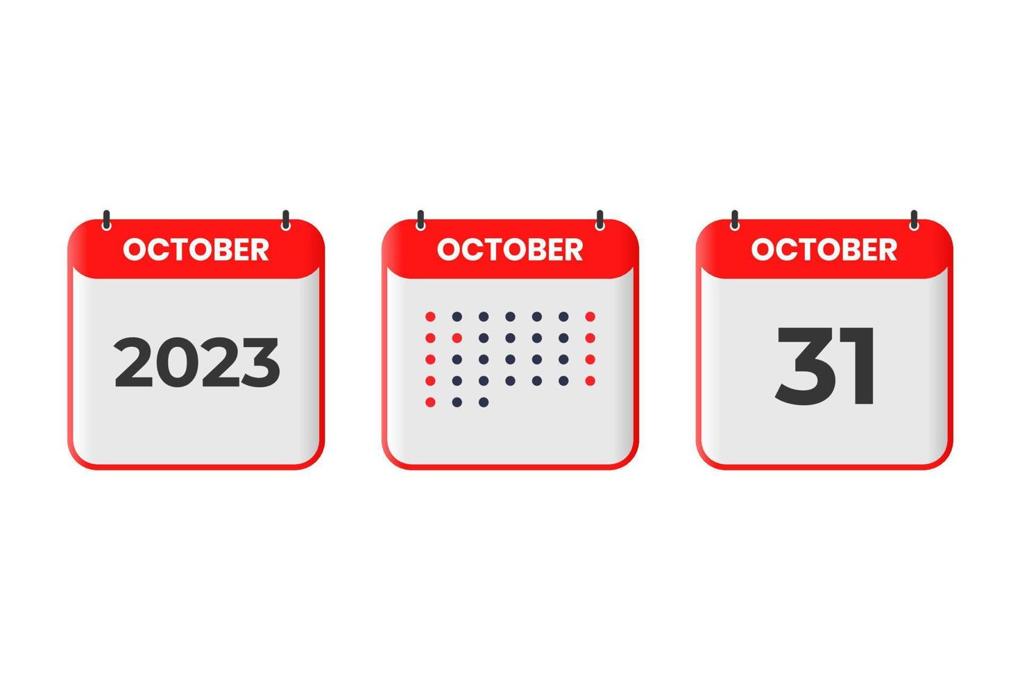 ícone de design de calendário de 31 de outubro. calendário de 2023, compromisso, conceito de data importante vetor