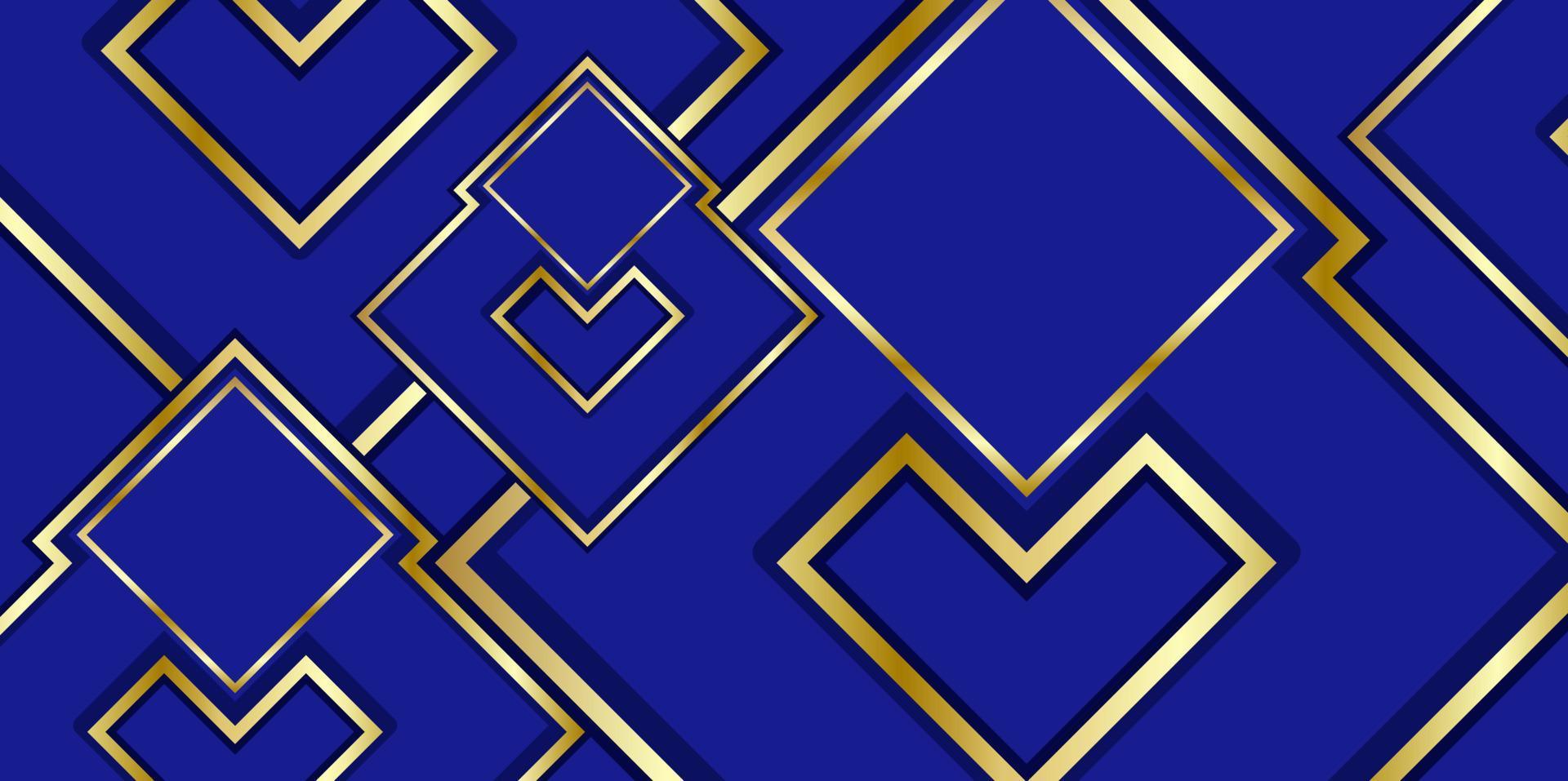 luxo de fundo azul com design de triângulo dourado. vetor