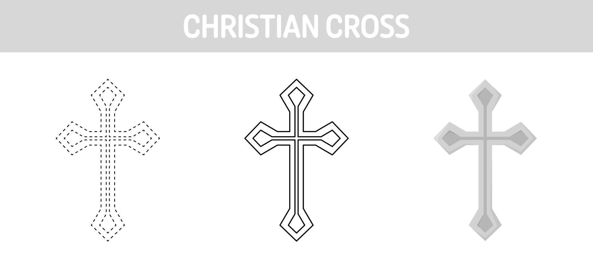 planilha cristã cross tracing e colorir para crianças vetor