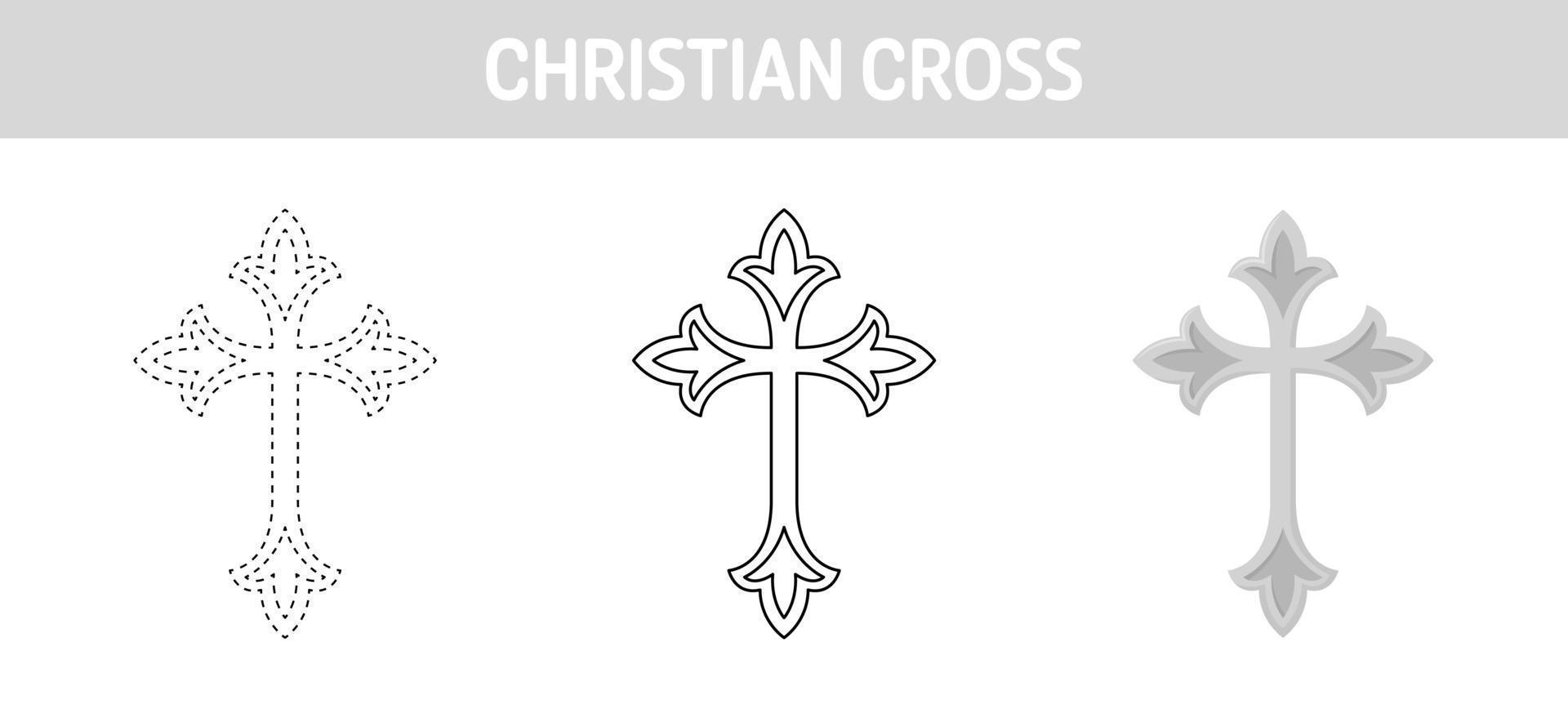 planilha cristã cross tracing e colorir para crianças vetor
