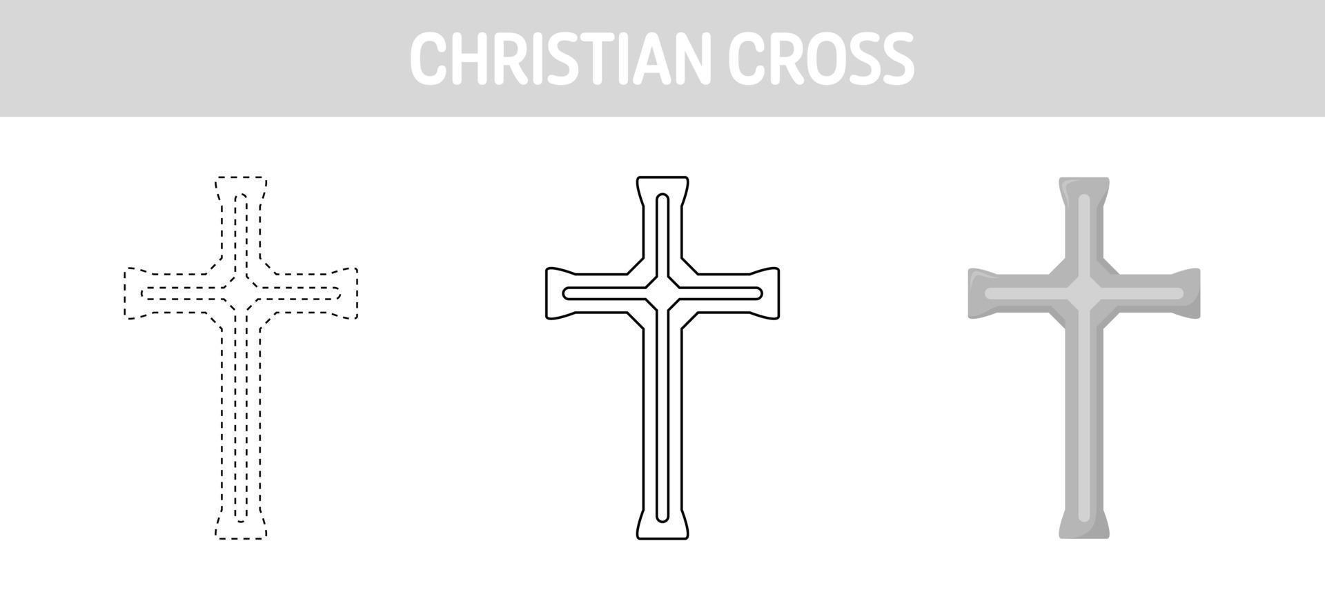 planilha cristã cross tracing e colorir para crianças vetor