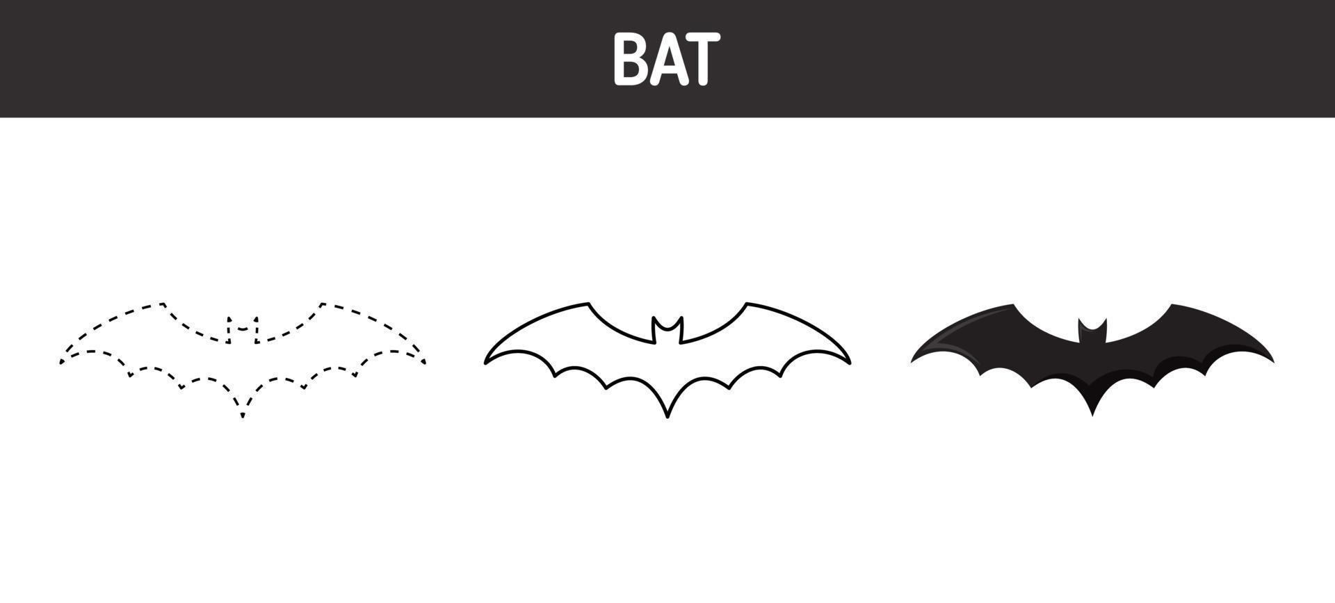 planilha de rastreamento e coloração de morcegos para crianças vetor