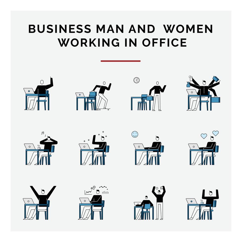homem de negócios e mulheres trabalhando no escritório vetor