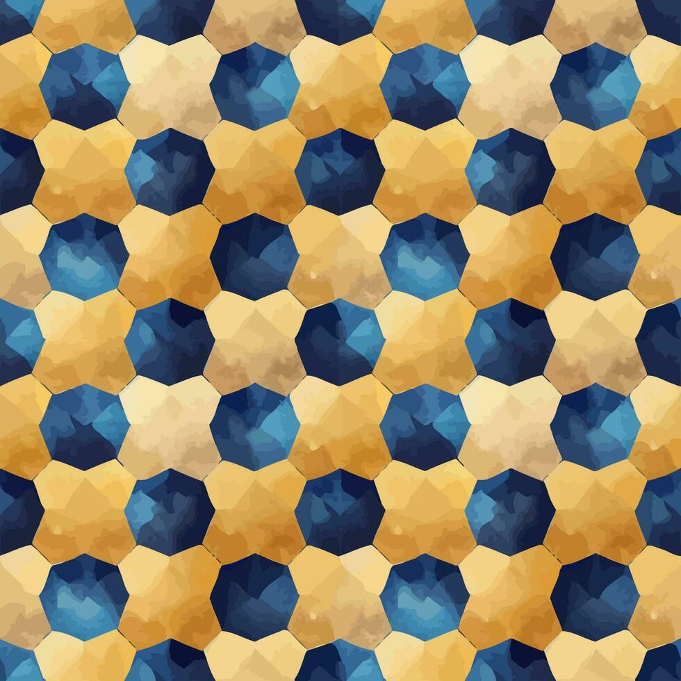 telha geométrica abstrata sem costura com ouro elegante e azul bom para papel de parede de fundo vetor