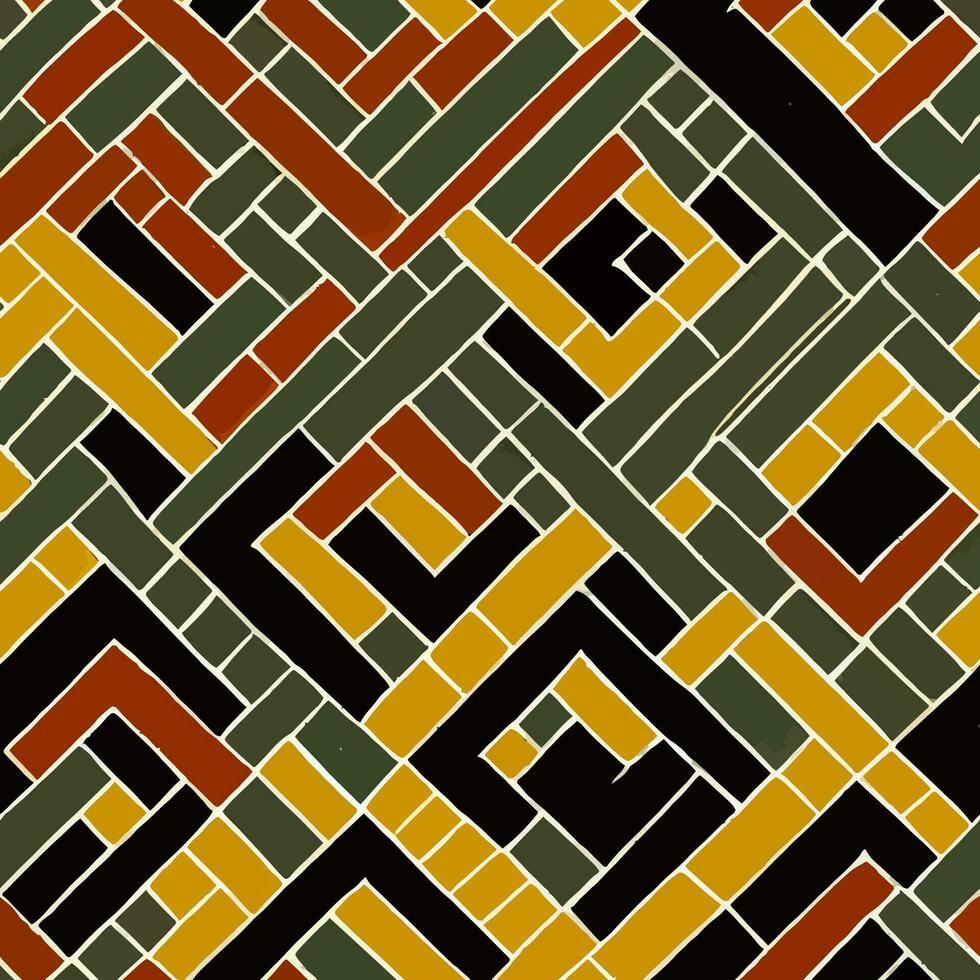 vetor de ilustração de padrão étnico com azulejo sem costura de cor reggae amarelo verde vermelho