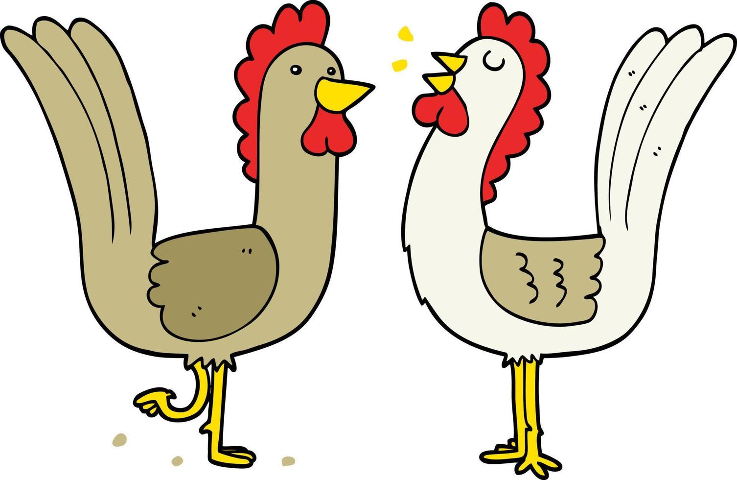 galinhas de desenho animado de personagem doodle vetor