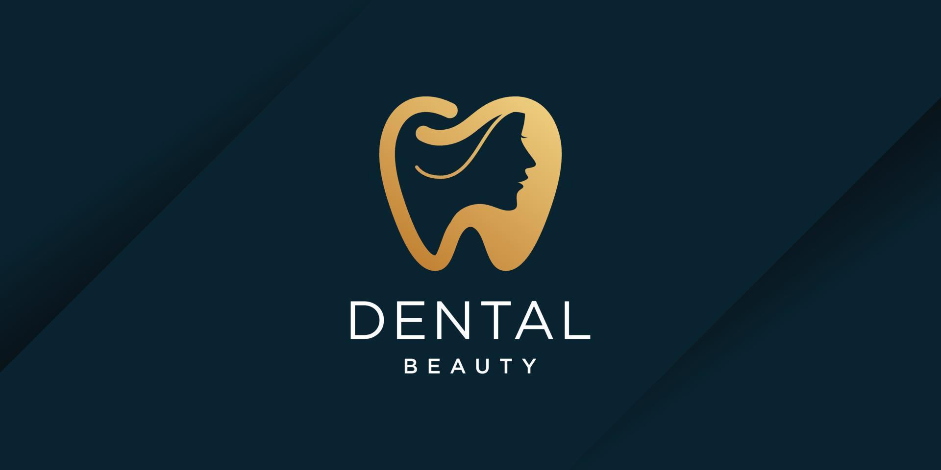 design de logotipo de beleza dental com conceito criativo vetor