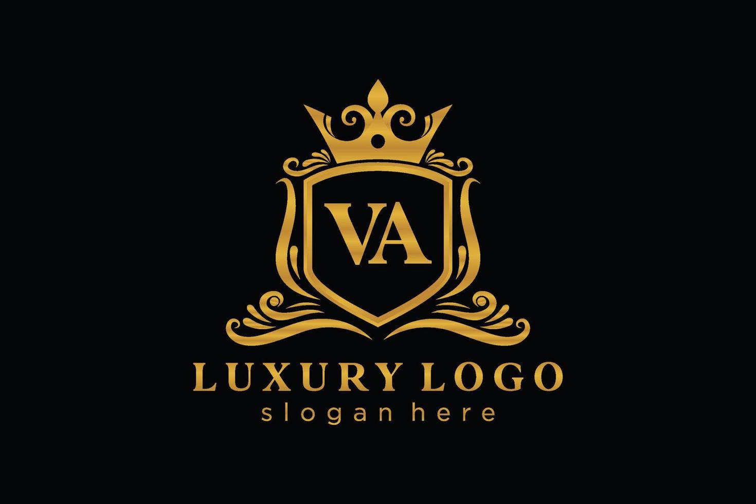 inicial va carta modelo de logotipo de luxo real em arte vetorial para restaurante, realeza, boutique, café, hotel, heráldica, joias, moda e outras ilustrações vetoriais. vetor