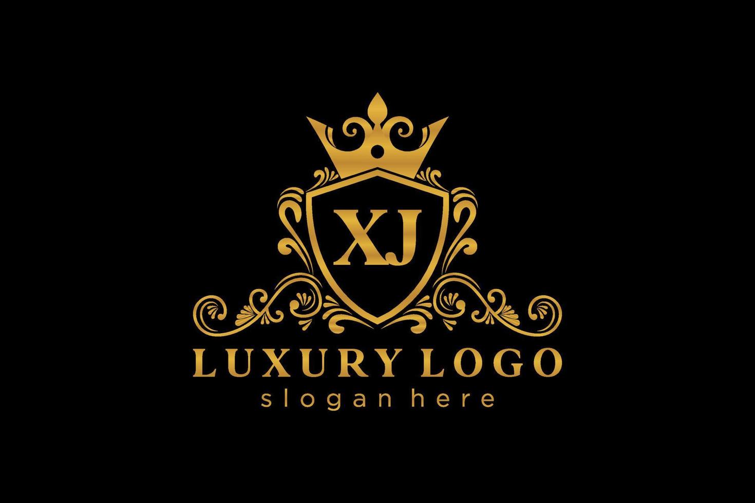 modelo de logotipo de luxo real da letra xj inicial em arte vetorial para restaurante, realeza, boutique, café, hotel, heráldica, joias, moda e outras ilustrações vetoriais. vetor