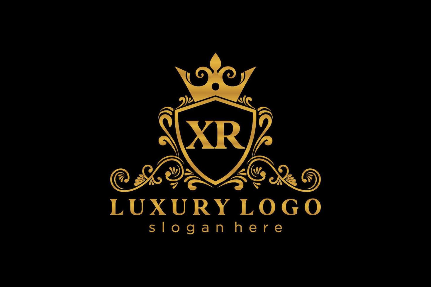 modelo de logotipo de luxo real de letra xr inicial em arte vetorial para restaurante, realeza, boutique, café, hotel, heráldica, joias, moda e outras ilustrações vetoriais. vetor