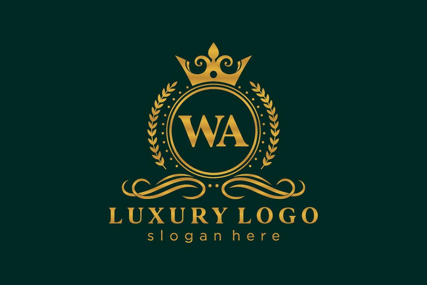 inicial wa carta modelo de logotipo de luxo real em arte vetorial para restaurante, realeza, boutique, café, hotel, heráldica, joias, moda e outras ilustrações vetoriais. vetor